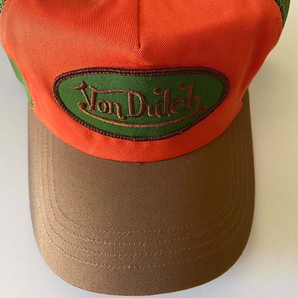 New! Von Dutch Orange/green/brown trucker hat